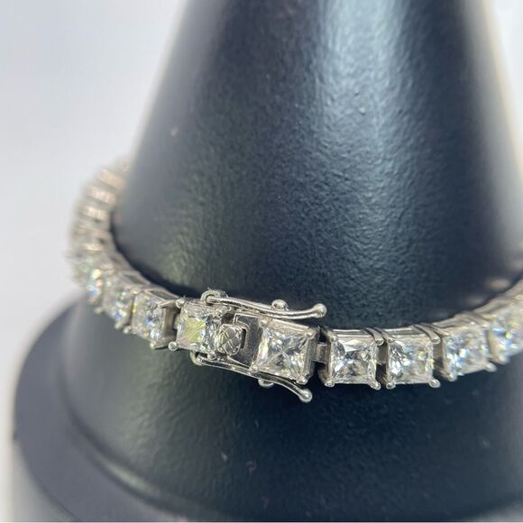 Jewelry - Princess Cut Moissanite Tennis Bracelet GRA Certified 18K Finish 4mm 8 Inch